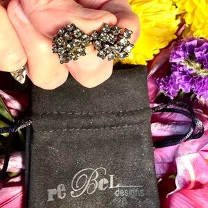 LIKE NEW Rebel Designs Black Diamond Swarovski Crystal Cluster Earrings